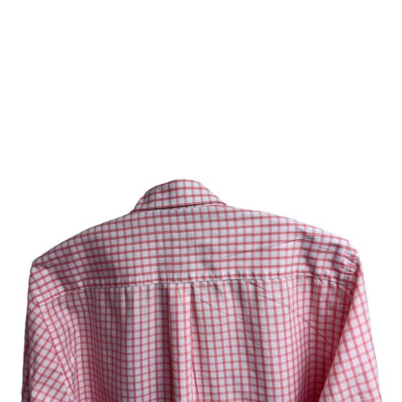 Peter Millar Salmon Windowpane Check Button Collar Long Sleeve Shirt - Picture 7 of 9